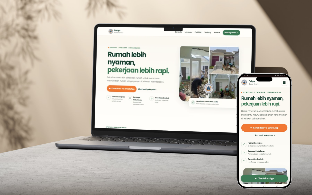mockup website cahya home service