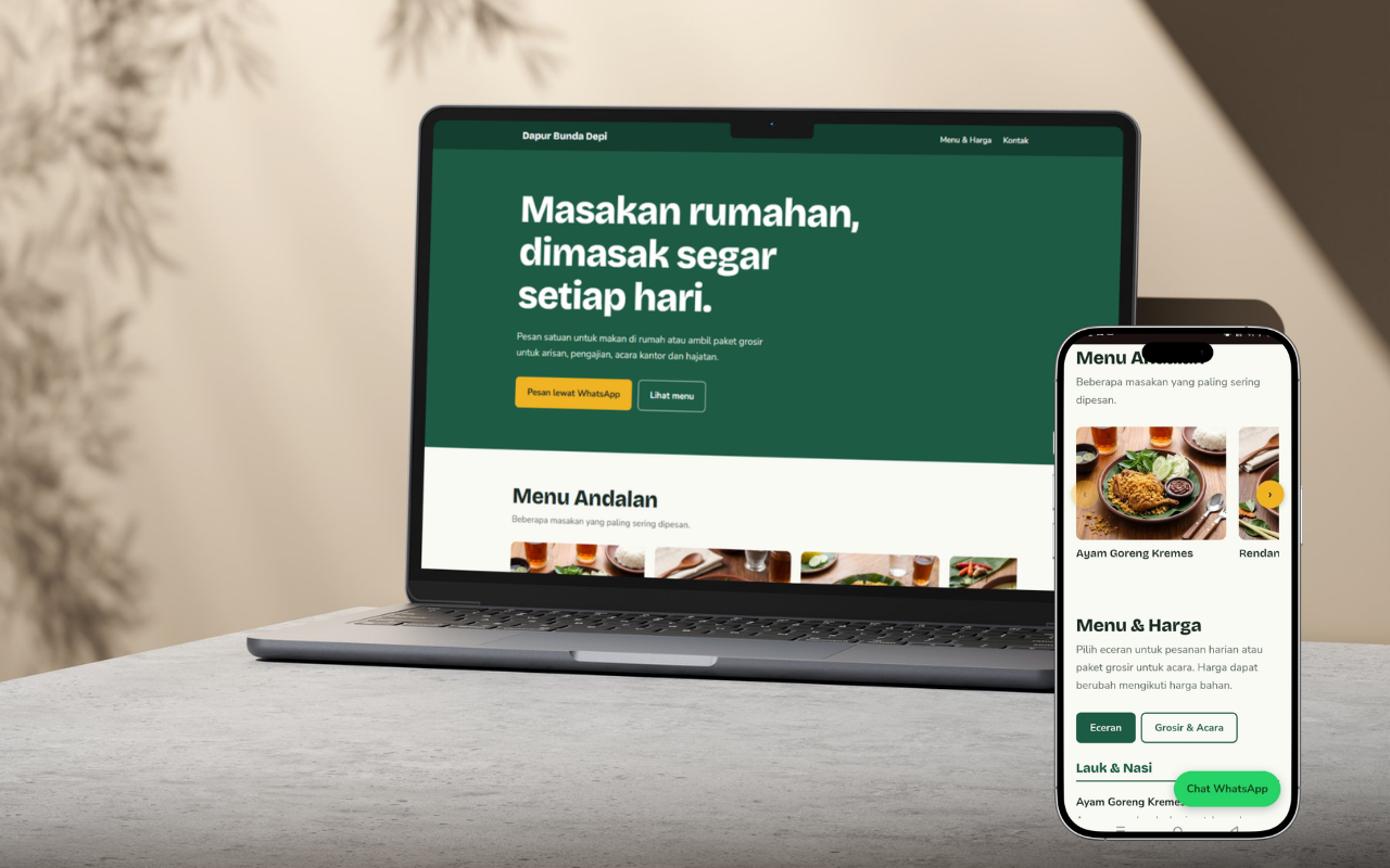 mockup website dapur bunda depi