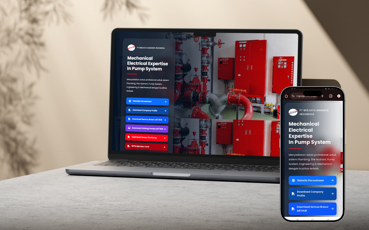 mockup landing page PT Berjaya Makmur Indonesia