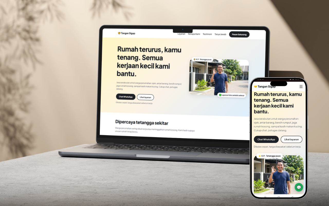 mockup website jasa tangan sigap
